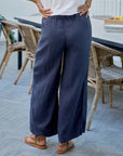 Maisie Wide Leg Pull On Pant Navy Pants - Trousers Frank & Eileen