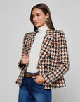 Marie Houndstooth Tweed Blazer Black/Brown/Cream Jackets - Blazers L'Agence