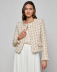 Zell Collarless Jacket Taupe Grey Houndstooth Jackets - Blazers L'Agence