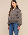 Violeta Reversible Puffer Grey Olive/Charcoal Herringbone L'Agence