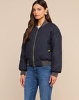 Violeta Reversible Puffer Grey Olive/Charcoal Herringbone L'Agence