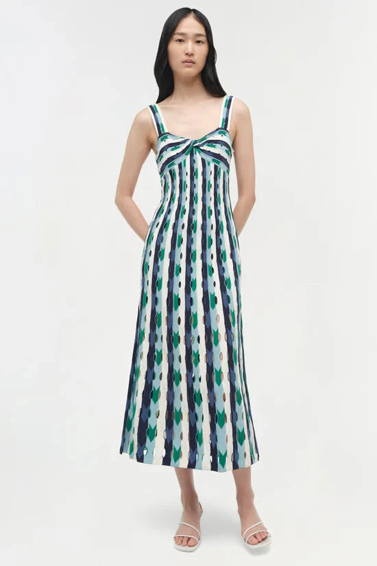 Christina Knit Midi Dress Kelly Green Multi – Peter Kate