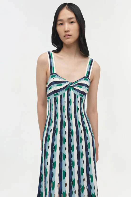 Christina Knit Midi Dress Kelly Green Multi – Peter Kate