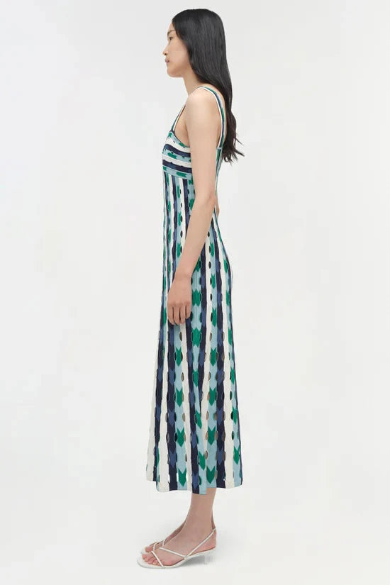 Christina Knit Midi Dress Kelly Green Multi – Peter Kate