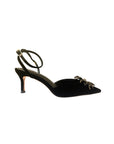 Velvet + Flower Sandal Black Sandals - Heeled Sandals Lola Cruz