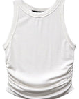 Side Shirred Tank White Top - Tanks Fifteen Twenty