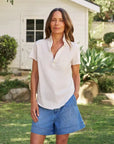 Charlotte Perfect Polo Vintage White Tops - Tees Frank & Eileen