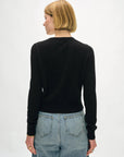 Cashmere Crewneck Cardigan Black Sweater - Cardigans White + Warren