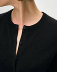 Cashmere Crewneck Cardigan Black Sweater - Cardigans White + Warren