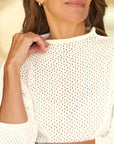 Monterey Pointelle Sweater Ivory Sweater - Turtleneck Frank & Eileen