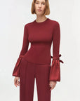 Agata Taffeta Knit Top Oxblood Tops - Blouses Simkhai