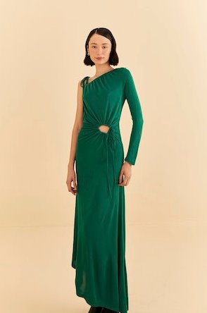 One Shoulder Midi Dress Emerald Dresses - Midi Farm Rio 