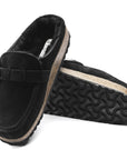 Buckley Shearling Suede Black Shoes - Flats - Slide Birkenstock 