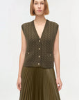 Perrie Cashmere Vest Olive Sweater - Vest Simkhai