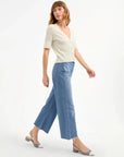Short Sleeve Solene Cashmere Sweater Ivory Sweater - Cardigans Veronica Beard