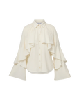 Demaris Ruffled Button-Down Blouse Dove Tops - Blouses Veronica Beard
