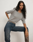 Shana Cashmere Half Sleeve Sweater Heather Grey Sweater - Crewneck Veronica Beard