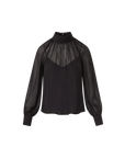 Alyssa Silk Turtleneck Blouse Black Tops - Blouses Veronica Beard