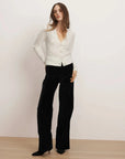 Solene Brushed Cashmere Long Sleeve Cardigan Ivory Sweater - Cardigans Veronica Beard
