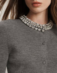 Daro Embellished Cardigan Dark Heather Grey Sweater - Cardigans Veronica Beard
