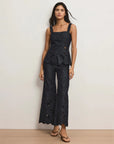 Osborne Wide Leg Eyelet Pant Indigo Denim - Flare & Wide Leg Veronica Beard
