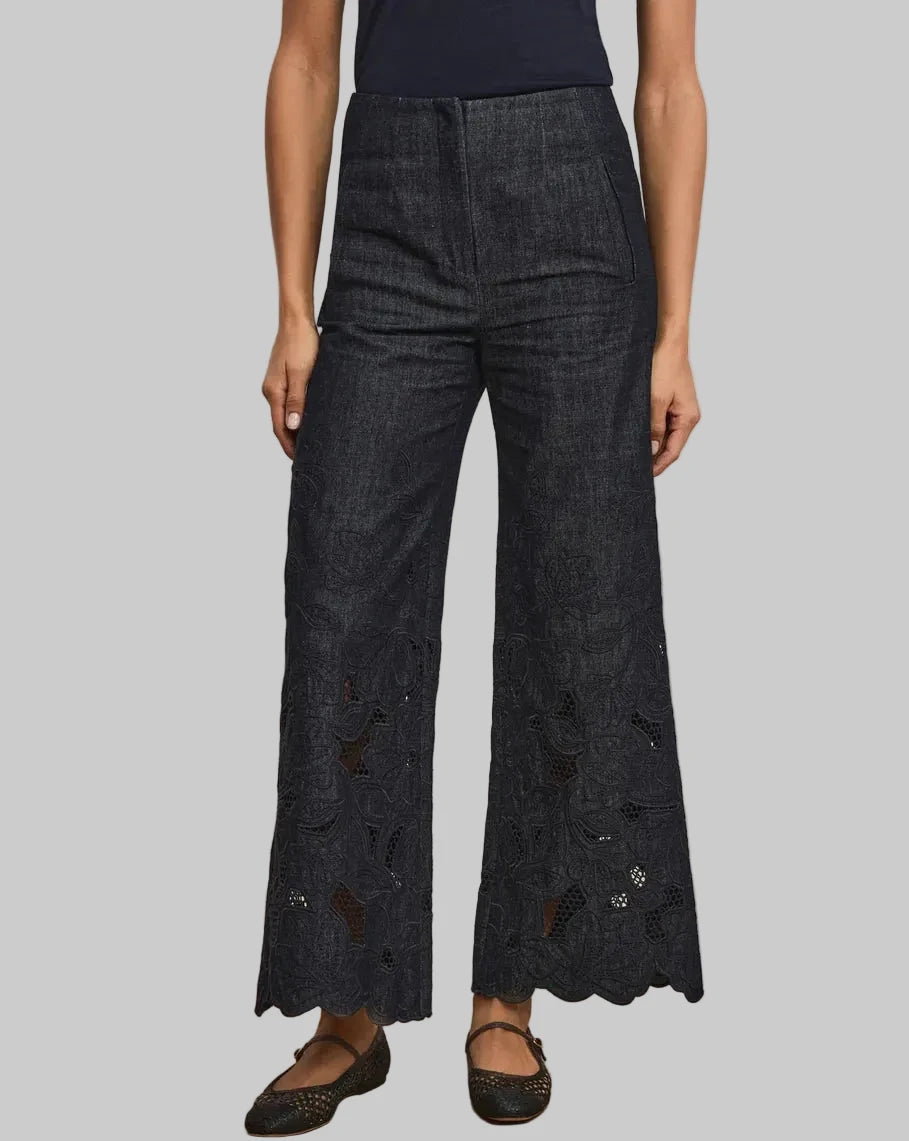 Osborne Wide-Leg Eyelet Pant Indigo – Peter Kate