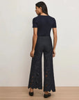 Osborne Wide Leg Eyelet Pant Indigo Denim - Flare & Wide Leg Veronica Beard