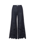 Osborne Wide Leg Eyelet Pant Indigo Denim - Flare & Wide Leg Veronica Beard