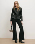 Quinn Leather Peplum Jacket Black Jackets - Blazers Veronica Beard