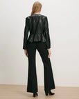 Quinn Leather Peplum Jacket Black