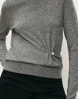 Frankie Pullover with Pearl Pin Medium Heather Grey Sweater - Crewneck Veronica Beard