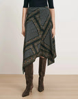 Hartley Asymmetric Midi Skirt Heritage Navy Multi Skirts - Midi Veronica Beard