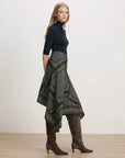 Hartley Asymmetric Midi Skirt Heritage Navy Multi Skirts - Midi Veronica Beard