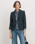 Schoolboy Plaid Dickey Jacket Teal Multi Jackets - Blazers Veronica Beard