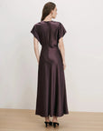 Redgrave V Neck Midi Dress Dark Eggplant Dresses - Midi Veronica Beard