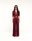 Pilar Silk Wide Leg Pant Merlot Red Pants - Trousers L'Agence