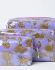 Small Toile Makeup Bag Lavender/Olive