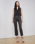 Kendra Coated Crop Flare Jean Noir Denim - Cropped & Ankle L'Agence