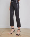 Kendra Coated Crop Flare Jean Noir Denim - Cropped & Ankle L'Agence