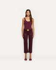 Wanda Coated High Rise Crop Wide Leg Deep Sangria Pants - Trousers L'Agence