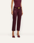 Wanda Coated High Rise Crop Wide Leg Deep Sangria Pants - Trousers L'Agence