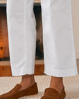 Westport Italian Wide Leg Chino Twill White Pants - Trousers Frank & Eileen