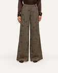 Allanah Sequined Trouser Beige/Black/Gold Flower Sequin Pants - Trousers L'Agence