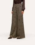 Allanah Sequined Trouser Beige/Black/Gold Flower Sequin Pants - Trousers L'Agence
