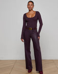 Scottie Coated Wide-Leg Jean Dark Malbec Denim - Flare & Wide Leg L'Agence