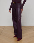 Scottie Coated Wide-Leg Jean Dark Malbec Denim - Flare & Wide Leg L'Agence