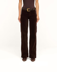 Scottie Velvet High Rise Wide Leg Dark Java