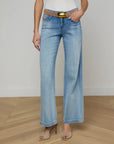 Joanne Low Rise Wide Leg Dry Ice Denim - Flare & Wide Leg L'Agence