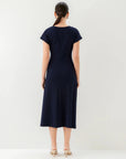 Aveline Side Twist Midi Dress Navy Dresses - Midi Fifteen Twenty