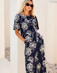 Nadine Embroidered Bow Top Navy Tops - Blouses Fifteen Twenty